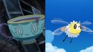 Sinistea and Cutiefly as they appear in the anime (Image via The Pokemon Company)